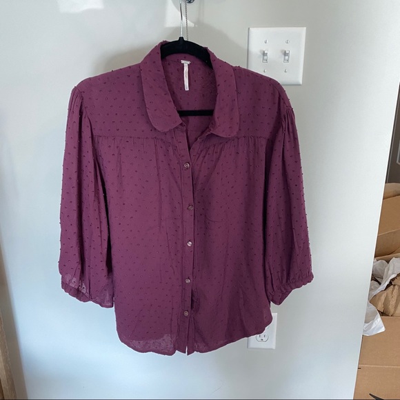 Free People Clip Dot Dobby Blouse - Picture 3 of 8